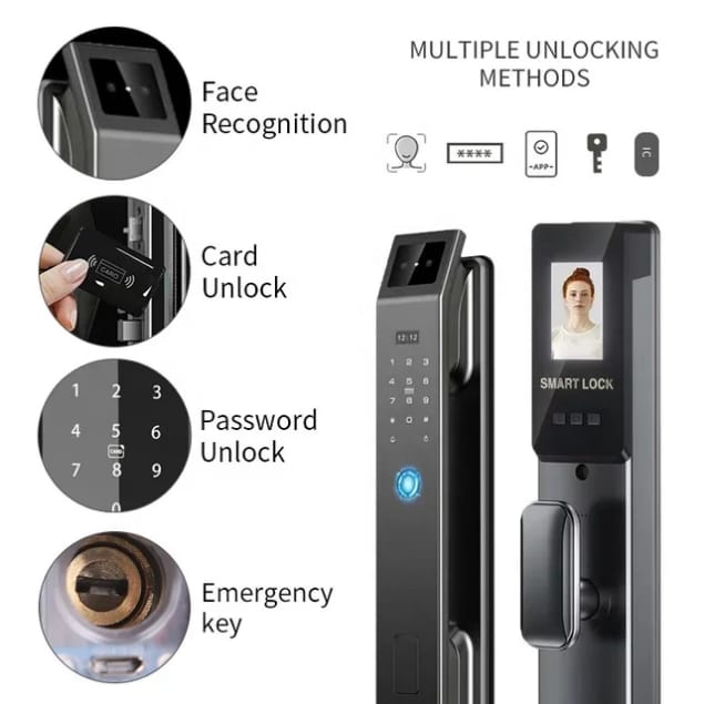 3D Face Smart Door Lock Security Camera Intelligent Fingerprint Password Biometric Electronic Key Unlock For Home